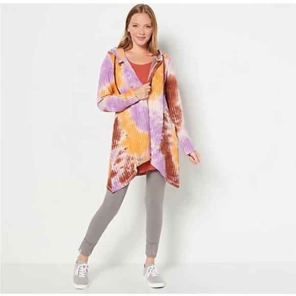 LOGO by Lori Goldstein Marcee Tie-Dye Rib Knit Hoodie - Picture 2 of 9